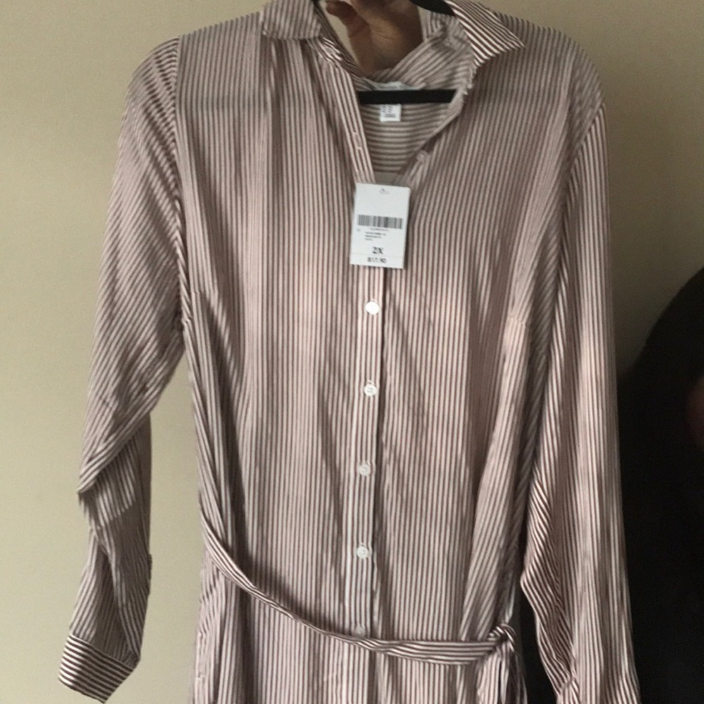 Brown and white woven dress